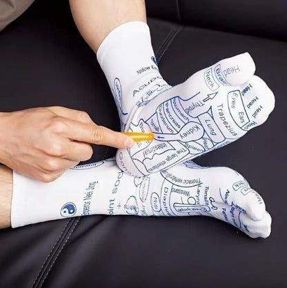 Reflexology Foot Chart Socks with Acupressure Tool