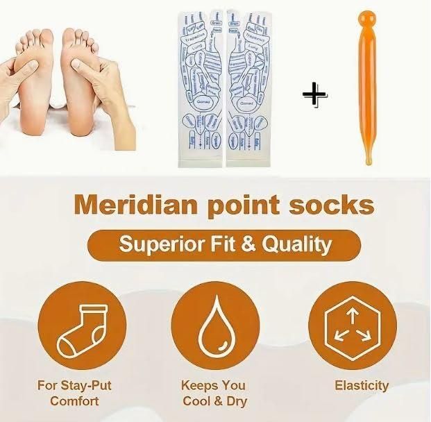 Reflexology Foot Chart Socks with Acupressure Tool